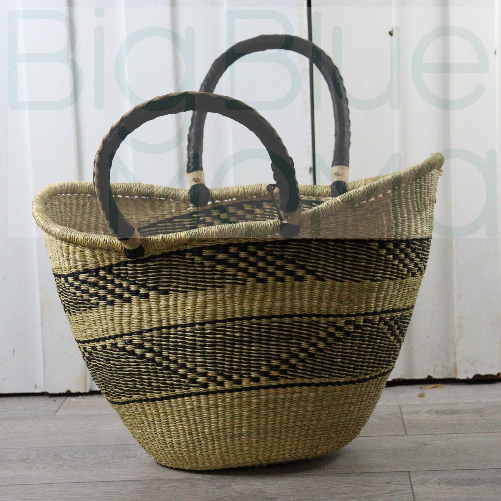 Handmade African Shopping Basket Fair Trade Small Big Blue Moma