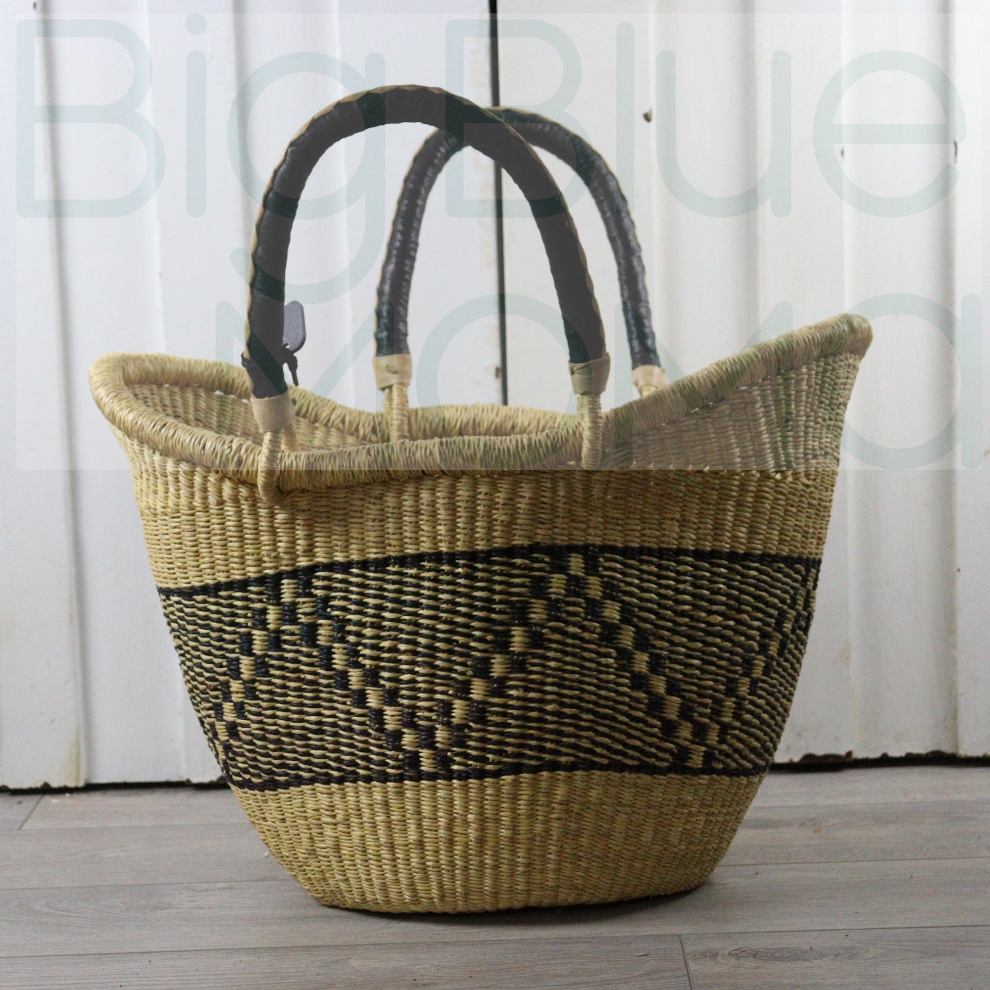 Handmade African Shopping Basket Fair Trade Small Big Blue Moma