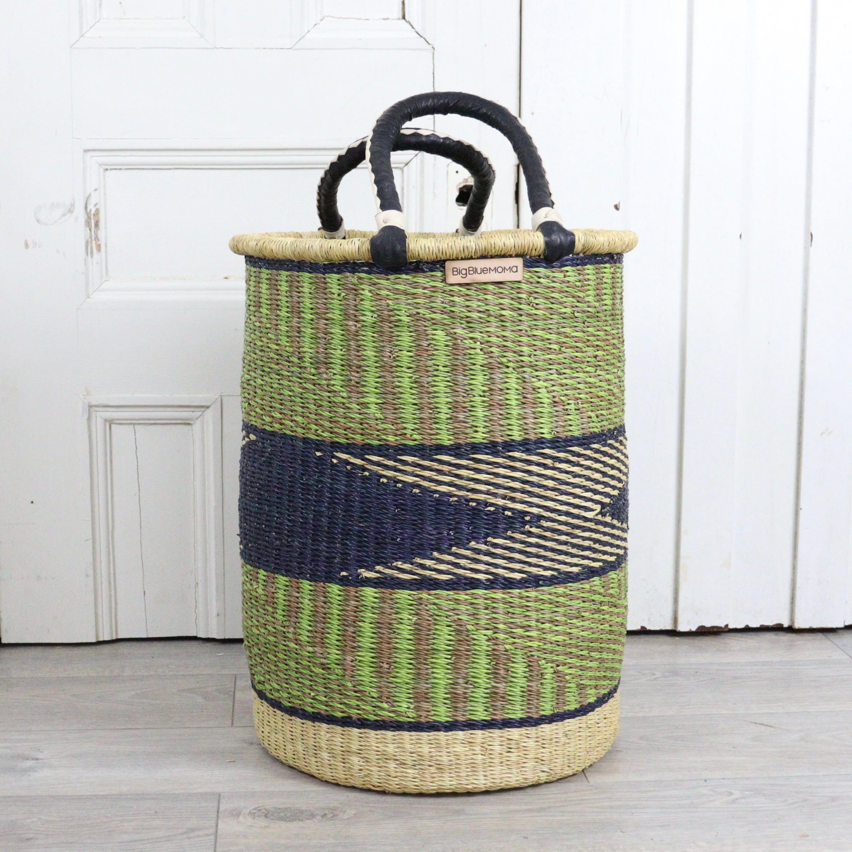 Handwoven African Basket Hamper & Toy Storage Big Blue Moma